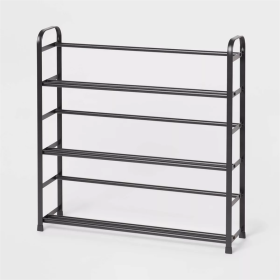 Small Space Metal Shoe Rack Black (Color: Black)